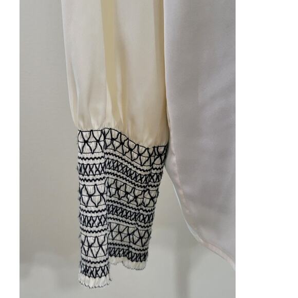 Marie Oliver Blouse Womens Medium Sheer Long Sleeve High Neck Cottagecore NWT - Picture 5 of 8